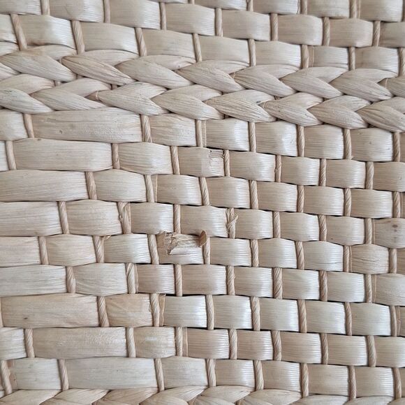 Vintage Woven Straw Tote Beige Wicker Market Shoulder Bag Lined - Picture 4 of 13